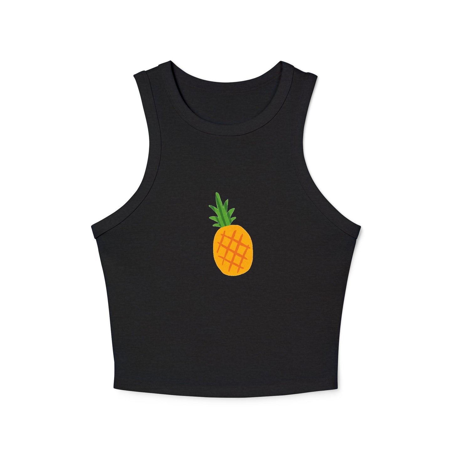 Pineapple Print Women's Micro Rib Racer Tank Top - Summer Vibes, Casual Apparel