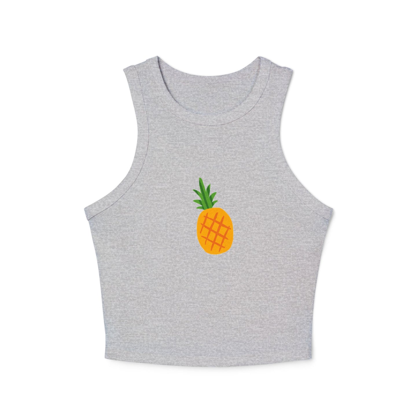 Pineapple Print Women's Micro Rib Racer Tank Top - Summer Vibes, Casual Apparel