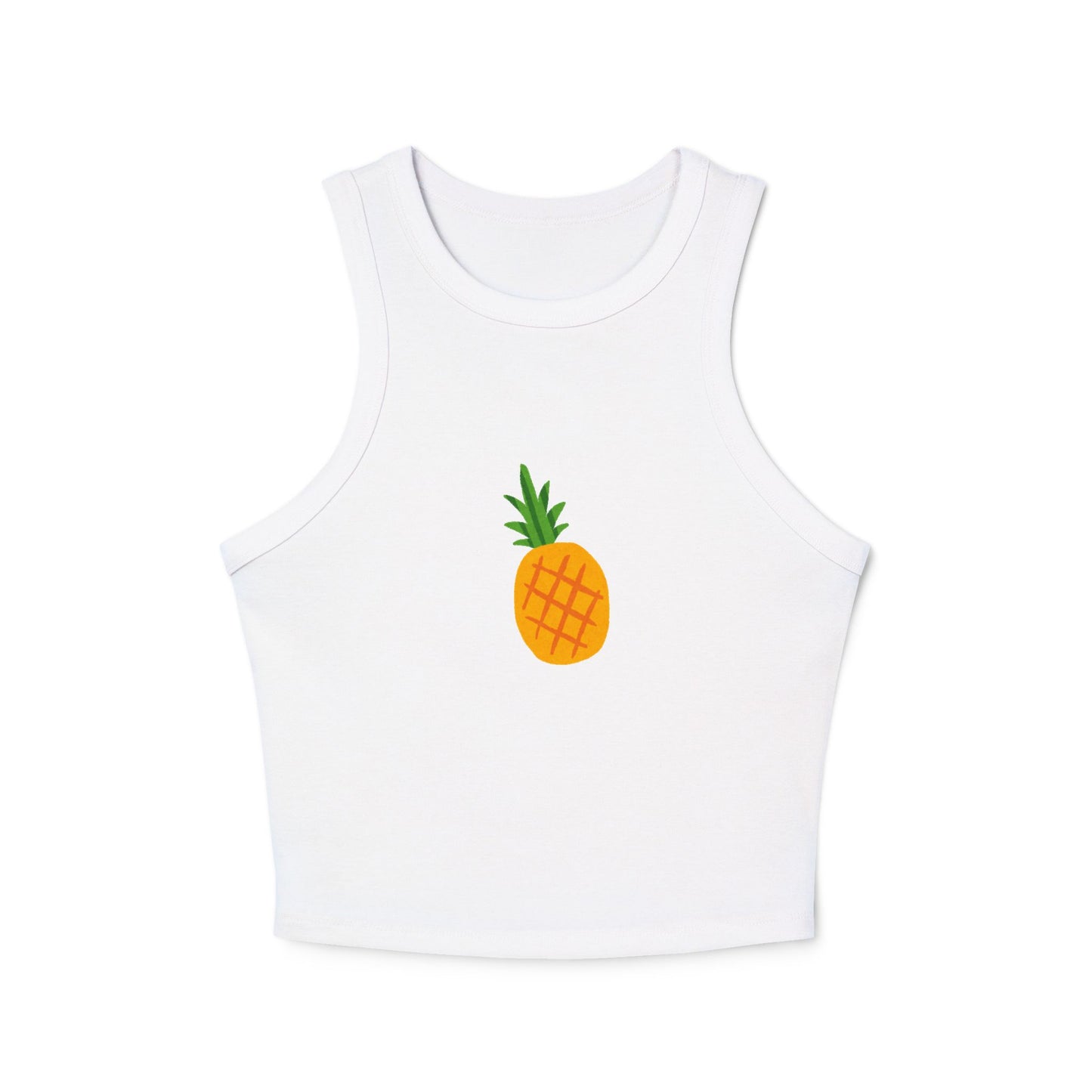 Pineapple Print Women's Micro Rib Racer Tank Top - Summer Vibes, Casual Apparel