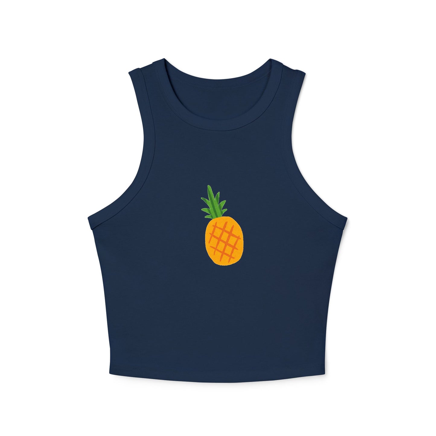 Pineapple Print Women's Micro Rib Racer Tank Top - Summer Vibes, Casual Apparel